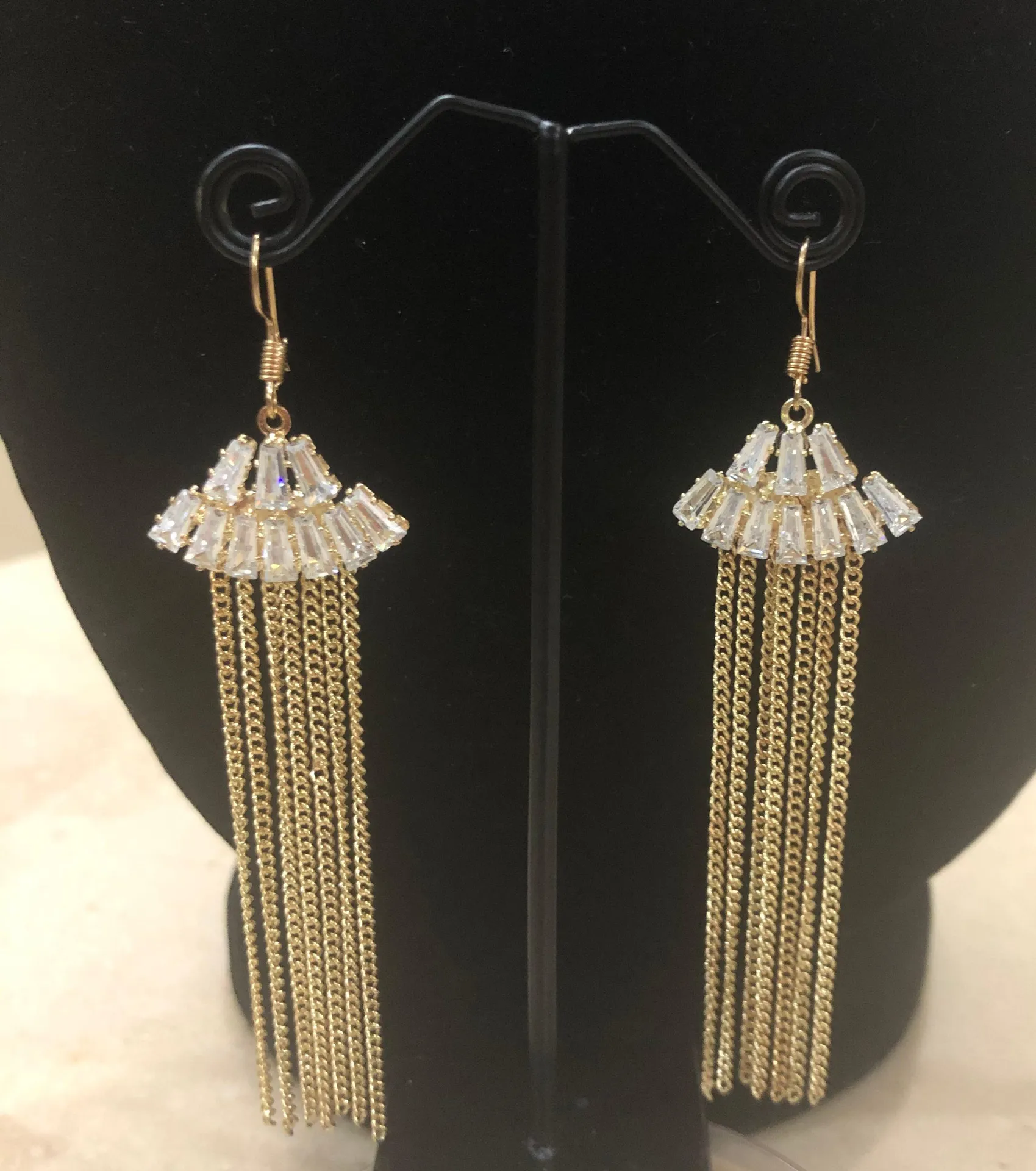 Golden Dangling Earrings Gold - Image 2