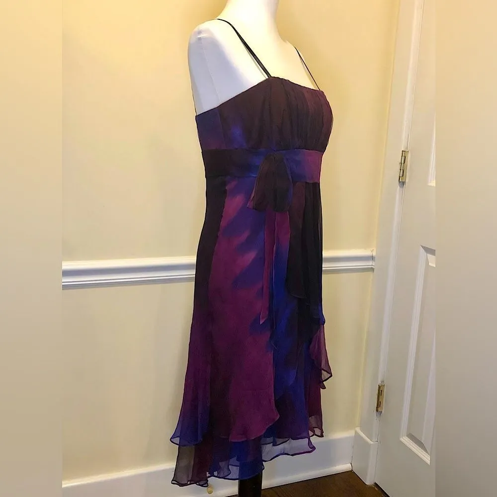 LAUNDRY SHELLI SEGAL Purple Silk Dress With Gentle Darting & Layers Sz 10 NWT - Image 2