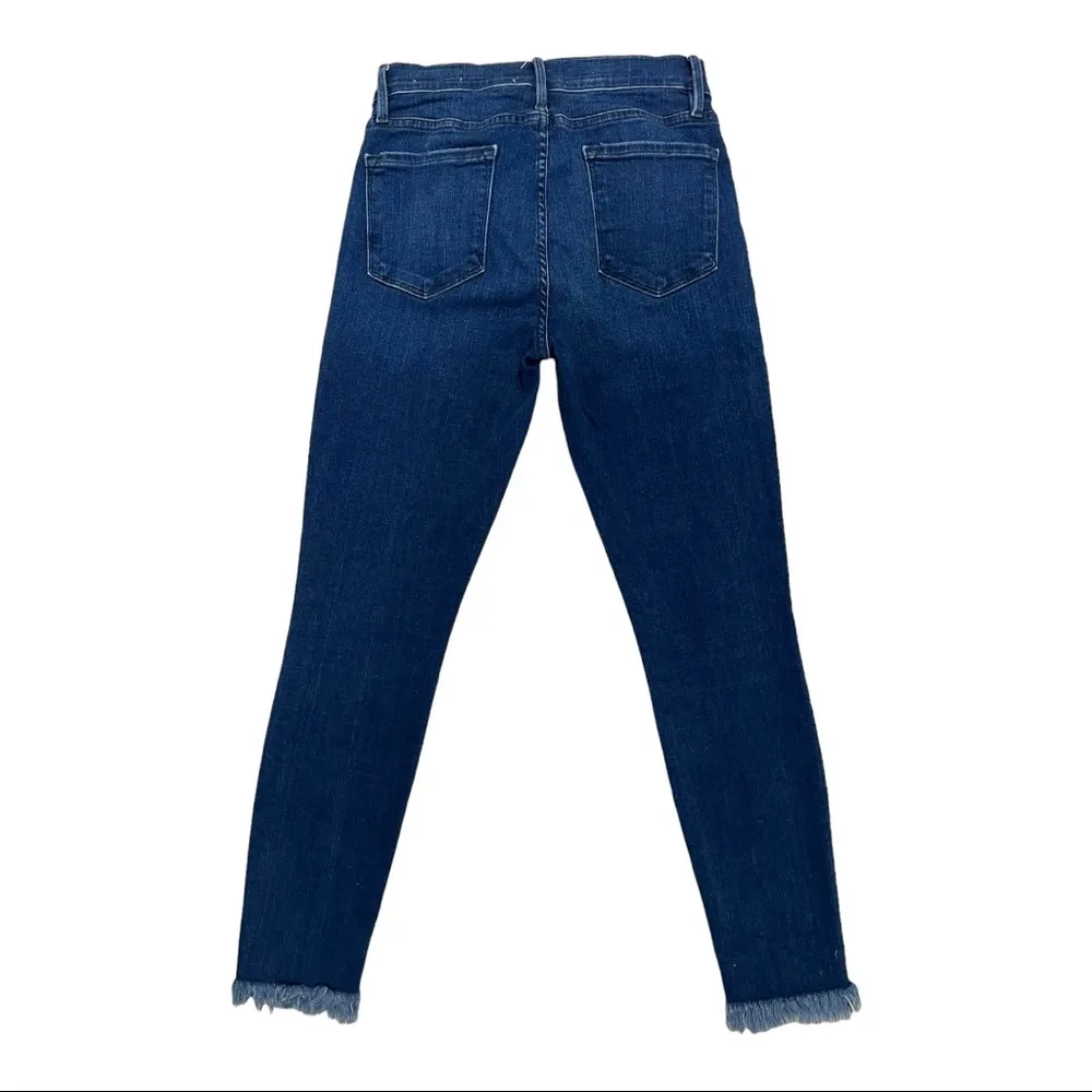 FRAME Le Skinny De Jeanne Crop Jeans in Cantine Wash Frayed Hem Size 28 - Image 6