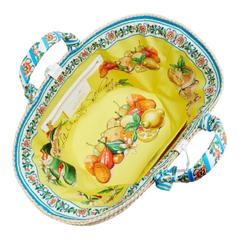 Dolce & Gabbana Kendra DG Logo Woven Straw Tote in Giallo - Image 5