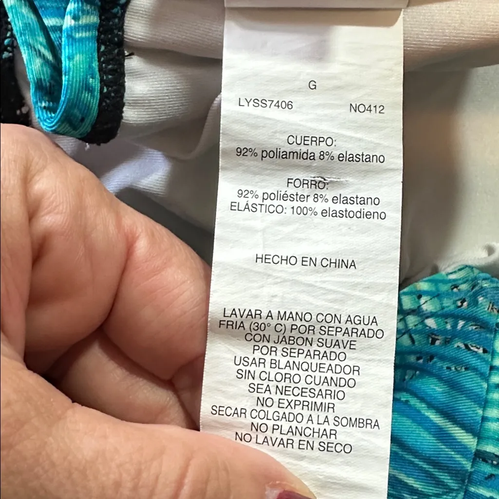 Laundry By Shelli Segal Blue and Green bikini Top size large NWOT $88 - Image 6