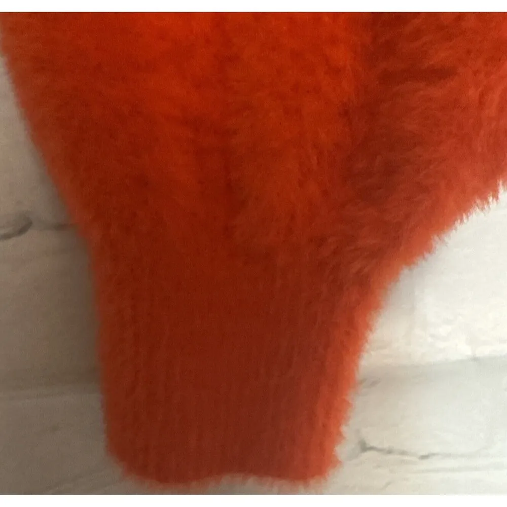 Orange Fuzzy Eyelash Sweater Women Large Long Sleeve Stretch Aerie  Crew Neck - Image 4