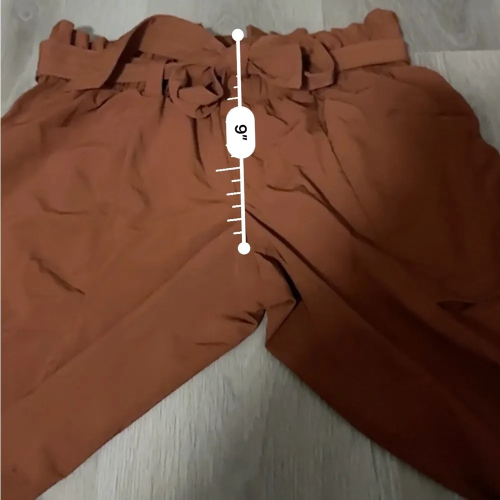 Athleta Skyline Paper Bag High-Waist Belted Pants in Rusty Brown Sz 4 Tall 30.5" - Image 13