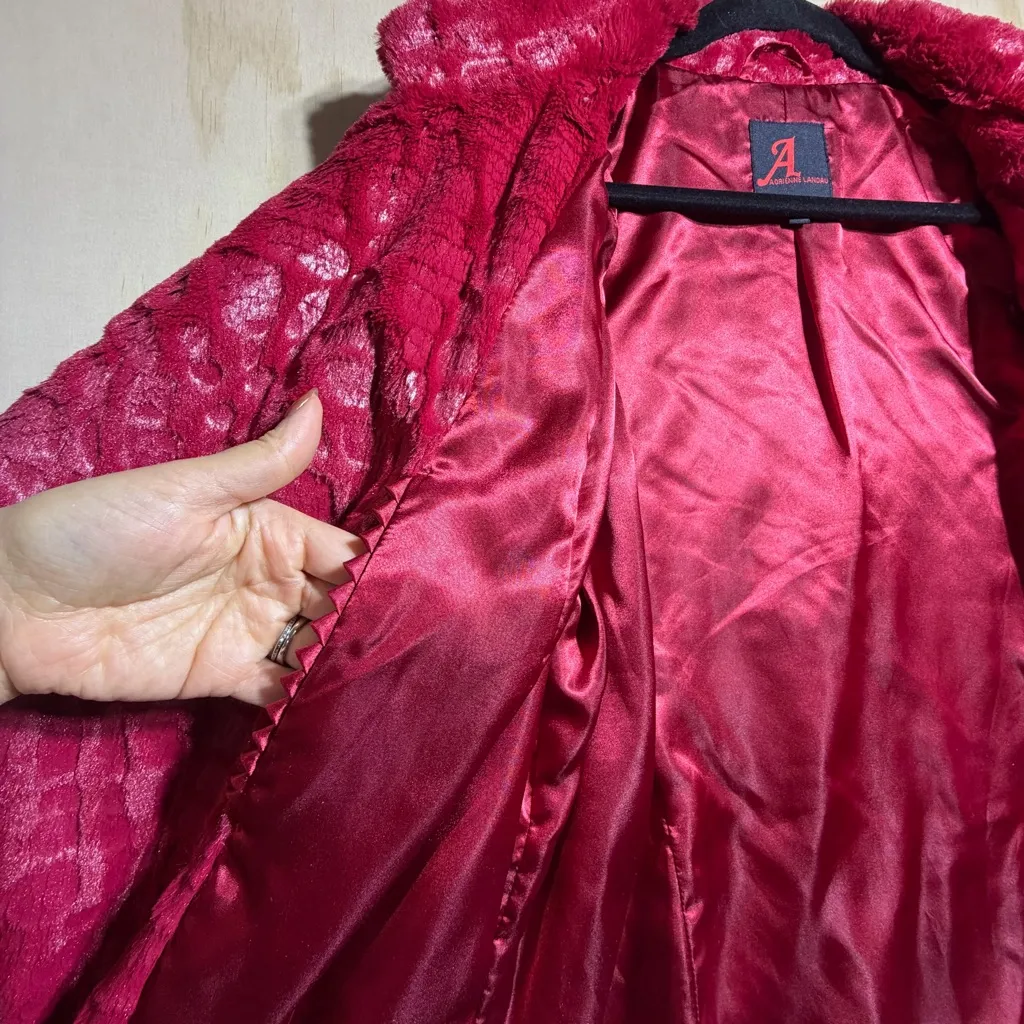 Adrienne Landau Red Faux Fur Croc Embossed Zip Jacket Women’s 2X Plush Luxe - Image 10