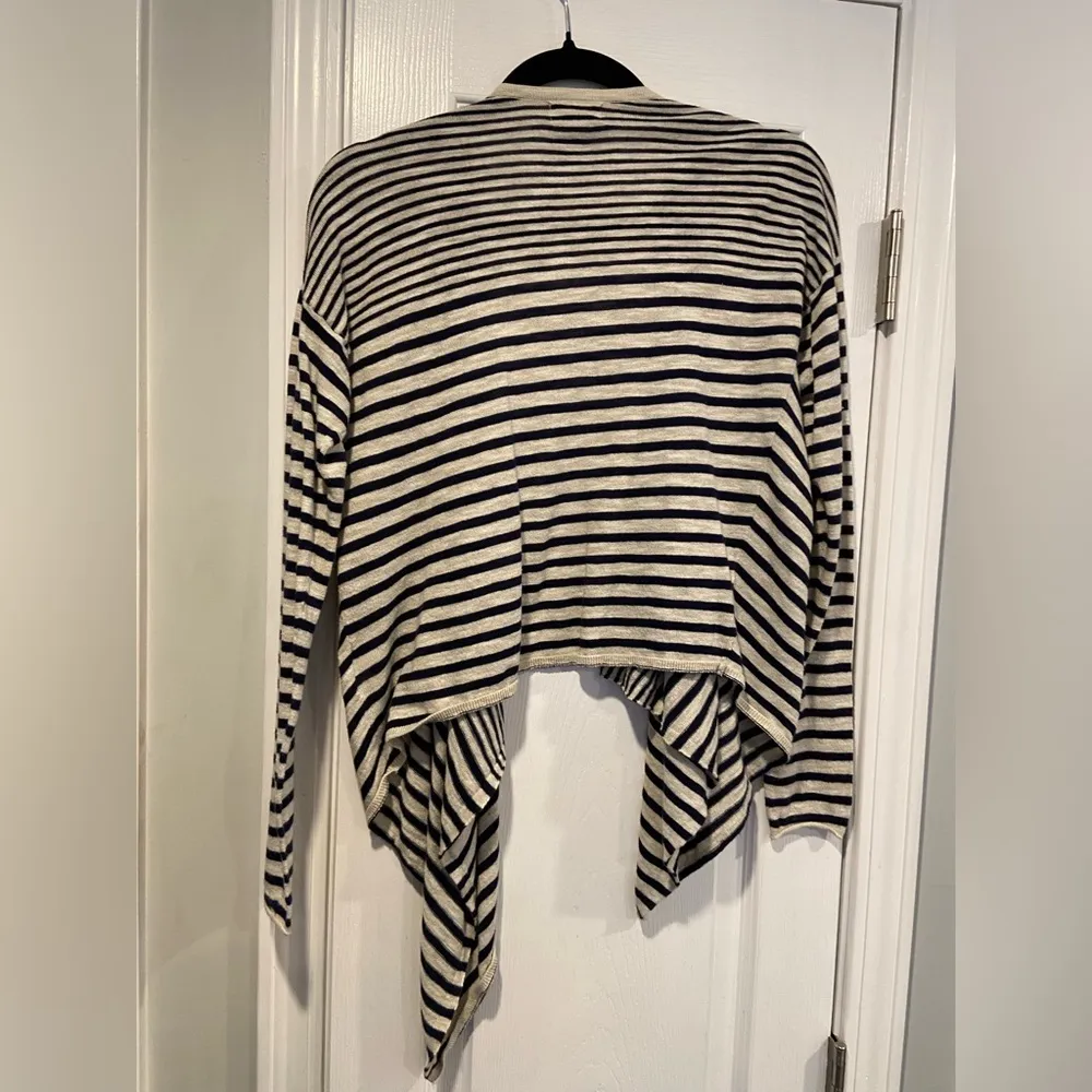 Old Navy Size S Cream Blue Stripe Lightweight Open Front Long Sleeve Cardigan - Image 7