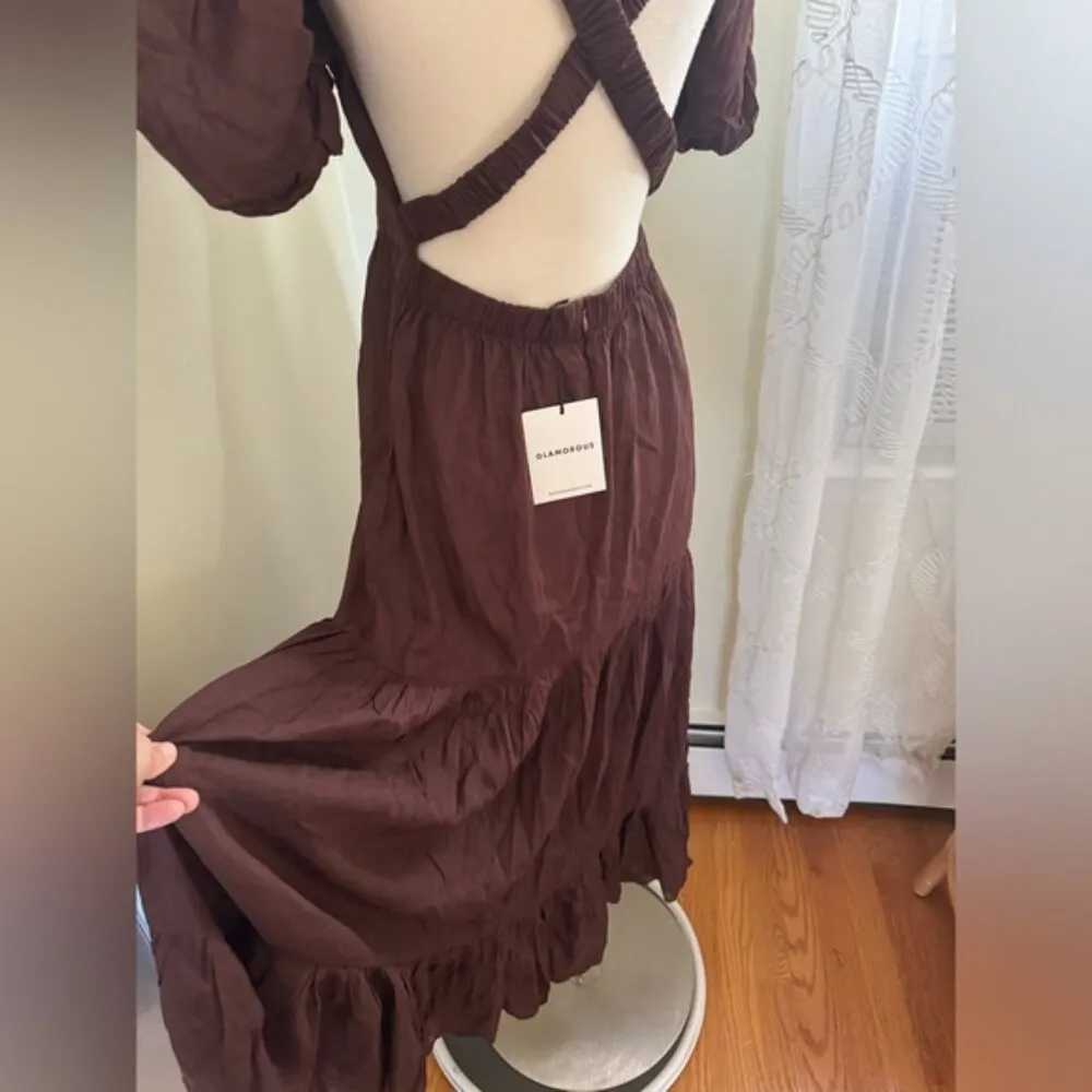 Urban Outfitters Glamorous Cross-Back Linen Midi Dress Size Small NWT - Image 7