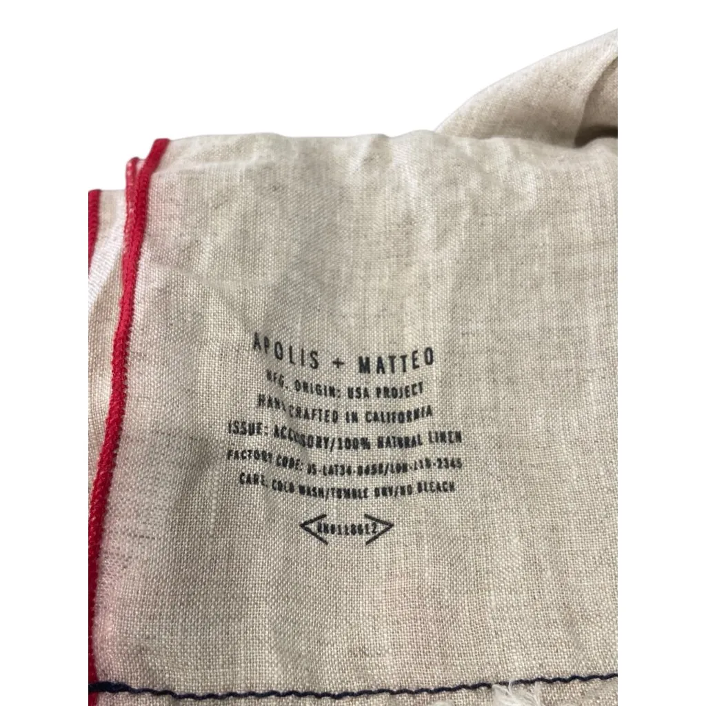 Apolis + Matteo 100% Linen Scarf Beige One Size Red - Image 3