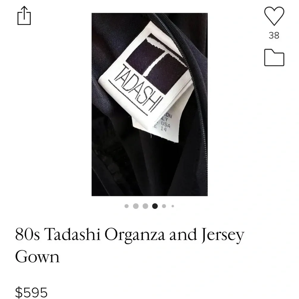 80s black Tadashi Organza and Jersey Gown tulle layers bow mid sleeve boat neck - Image 15