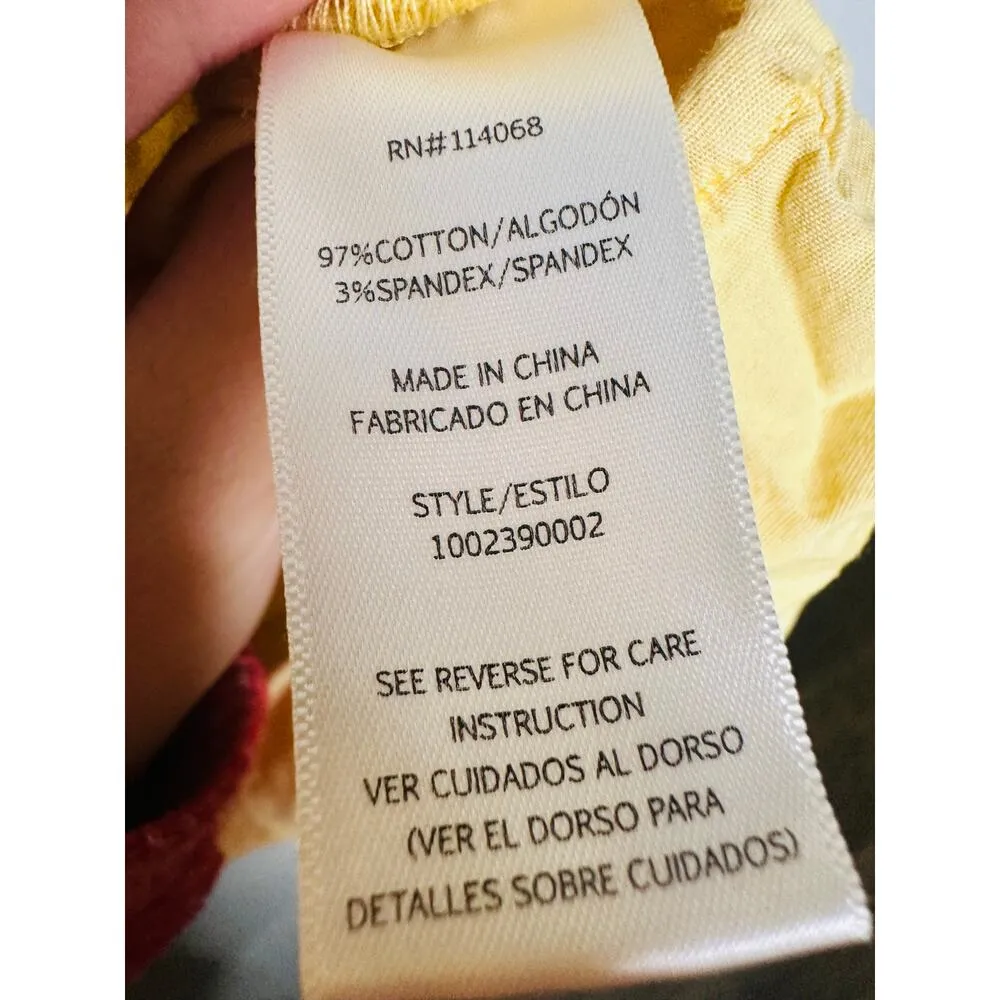 LOUNA Mellow Yellow Cotton Square Neck Puff Sleeves Smocked Cinched Dress Size M Size M - Image 9