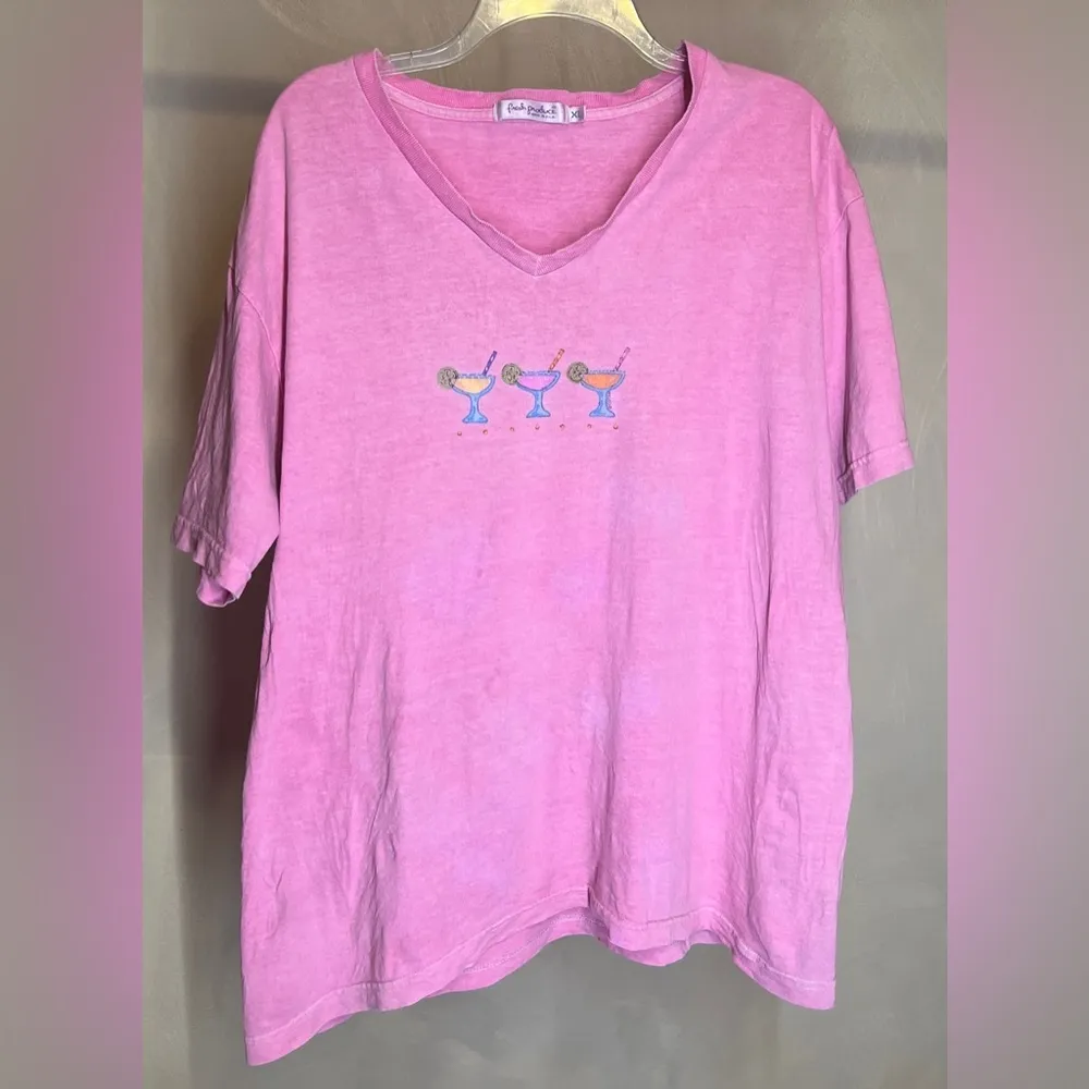 Fresh Produce V-Neck Short Sleeve Pink Martini Print Adult Casual T-Shirt|Sz:XL - Image 14
