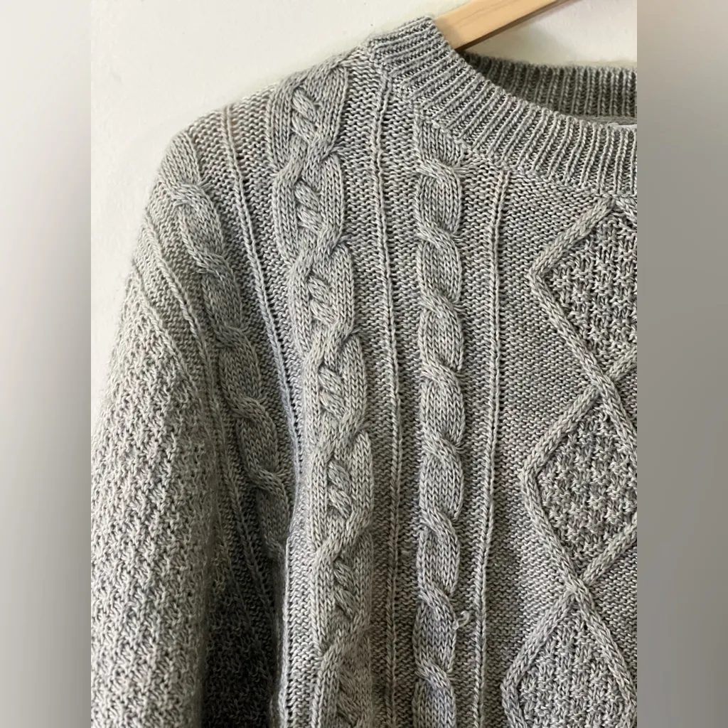 Princess Polly The Stan grey cropped cable knit sweater - Image 8