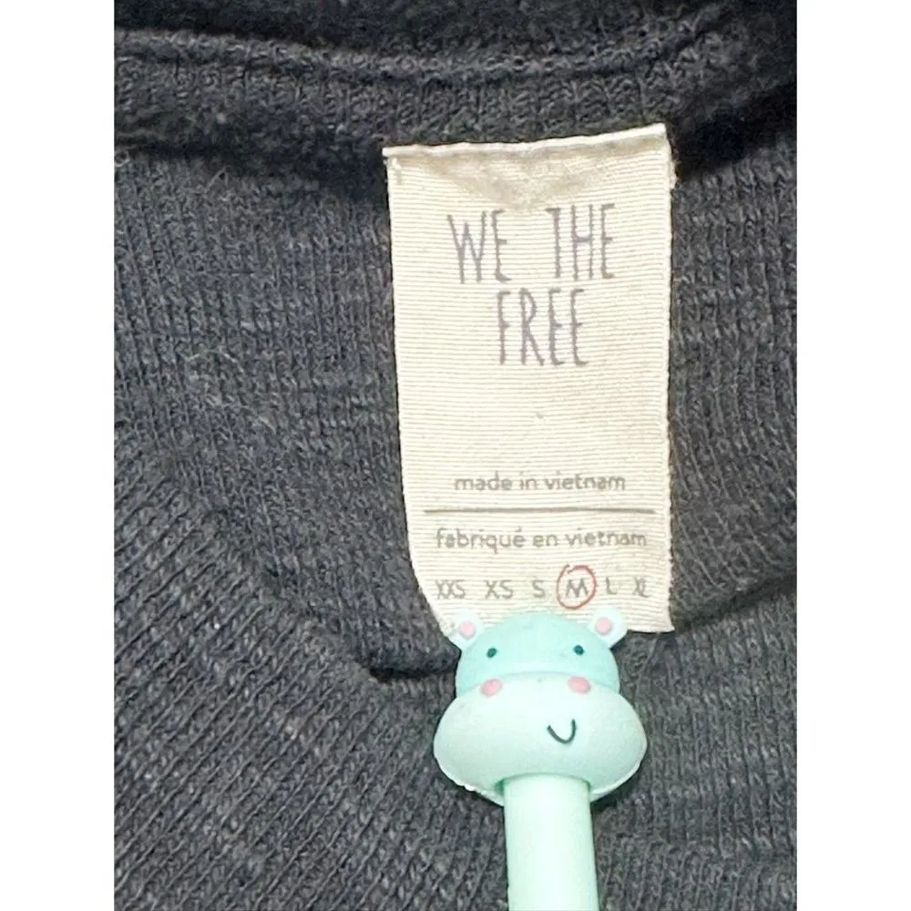 Free People Women's Don't Forget Me Button‎ Pullover Shirt Top Black Size Medium - Image 2