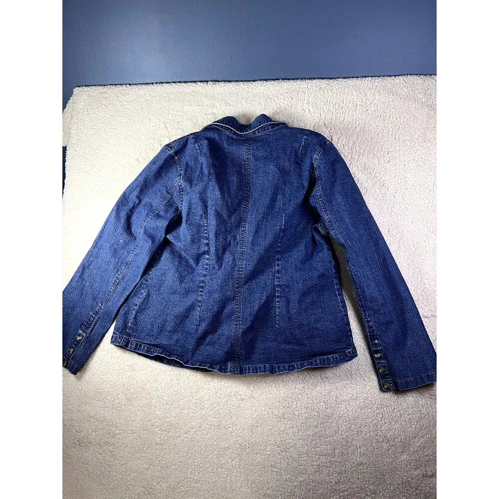 Oh! Mamma Maternity Jean Jacket Women's Size Large Pregnancy Cowgirl Fall Cozy Blue - Image 2