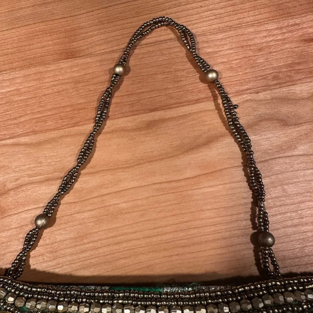 Evening Bag Beaded Sequin Clutch India Purse Green Gold Prom Formal - Image 7