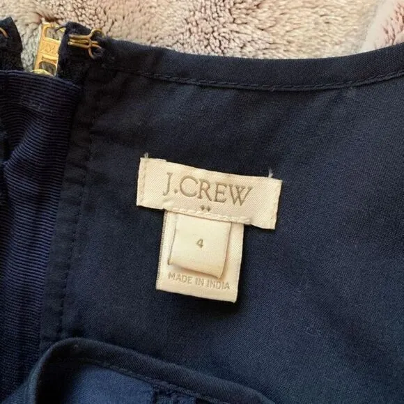 J.Crew Navy Eyelet Lace Dress with Flutter Sleeves Zip Back Summer‎ Cocktail - 4 - Image 4