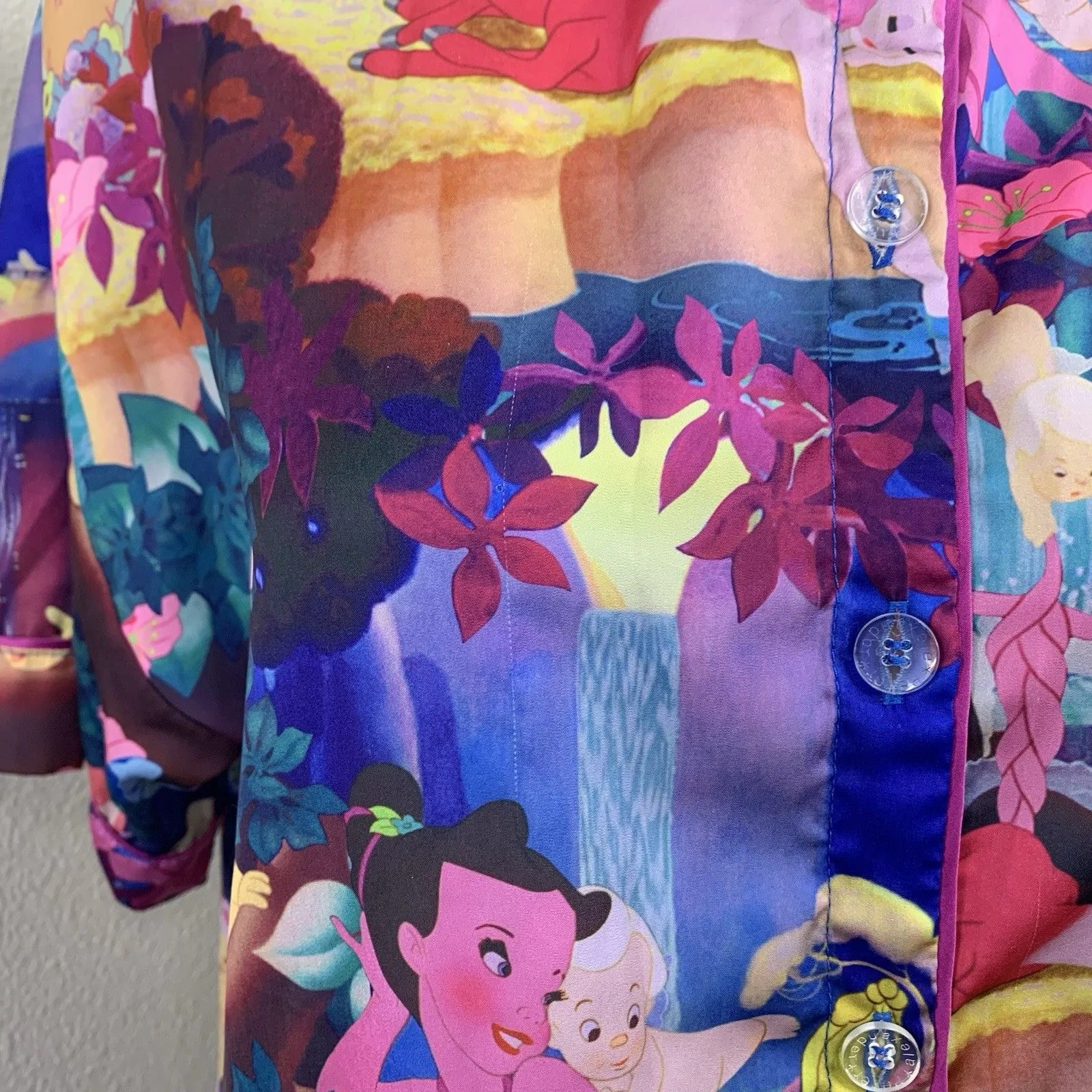 Peter Alexander Disney Fantasia PJ Top Shirt Sz M Pink Satin Cupids Pegasus - Image 3