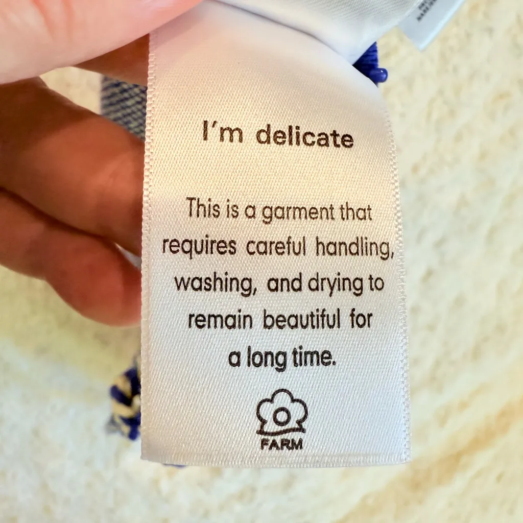 NWT FARM Rio Blue and White Floral Crop halter Top size Large - Image 7