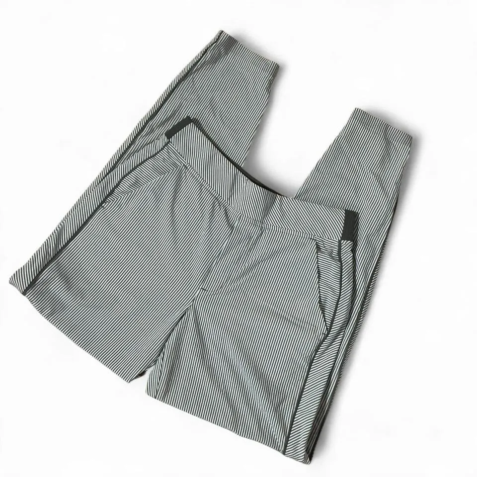 Athleta Brooklyn Textured Ankle Pants Black White Pinstripe Jogger Style Women 4 - Image 2