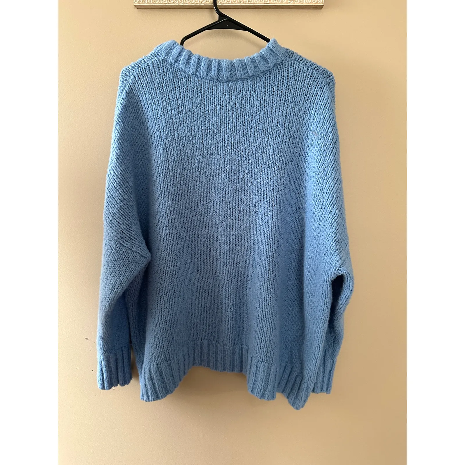 Aerie Blue Knit Pullover Oversized Wool/Alpaca Sweater - Image 2