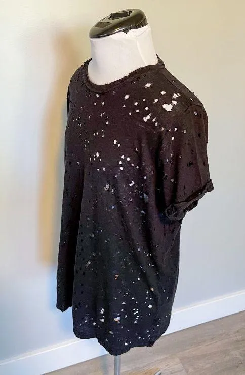 Michael Lauren Black Short Sleeve Distressed T-Shirt - Image 3