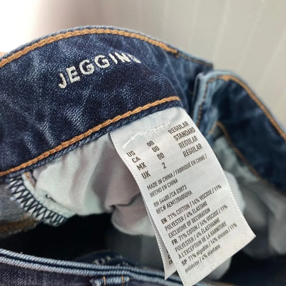 American Eagle Outfitters 360 Super Stretch Jeggings Skinny Jeans Size 00 Blue - Image 5