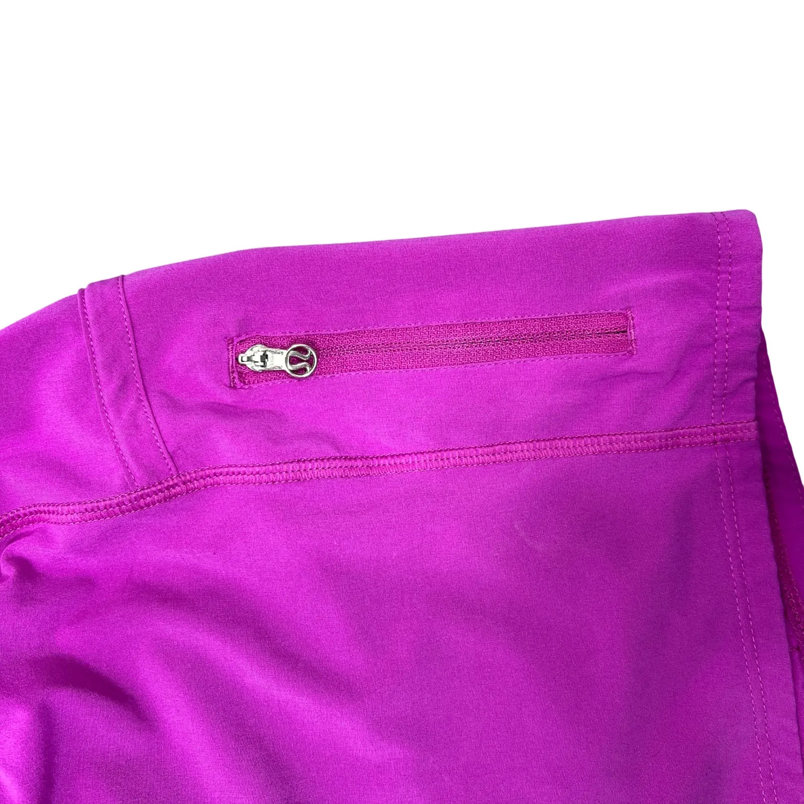Lululemon Tracker II Running Shorts Sz 12 Fuschia Lined Elastic Waist Zip Pocket - Image 11