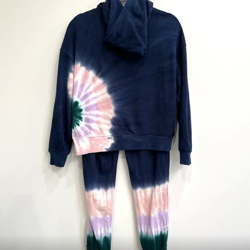 Wildfox French Terrycloth Navy Tie-Dye Hoodie & Jogger Set - Image 4