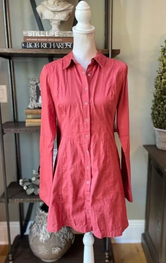 Free People Thea Mini Shirt Dress Pink Cinnamon Womens XS - Image 8