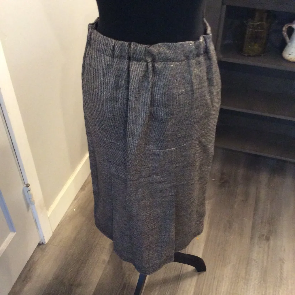 Virgin Wool Silk Pencil Skirt VNC Italy Made Cadean Size Medium M Gold Fiber - Image 3