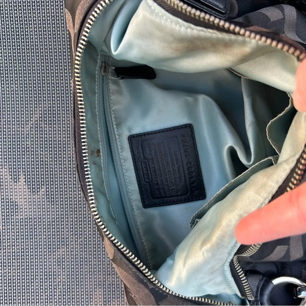 COACH Kristin Signature Logo OP Art Hobo Bag black silver Shoulder Purse y2k - Image 12