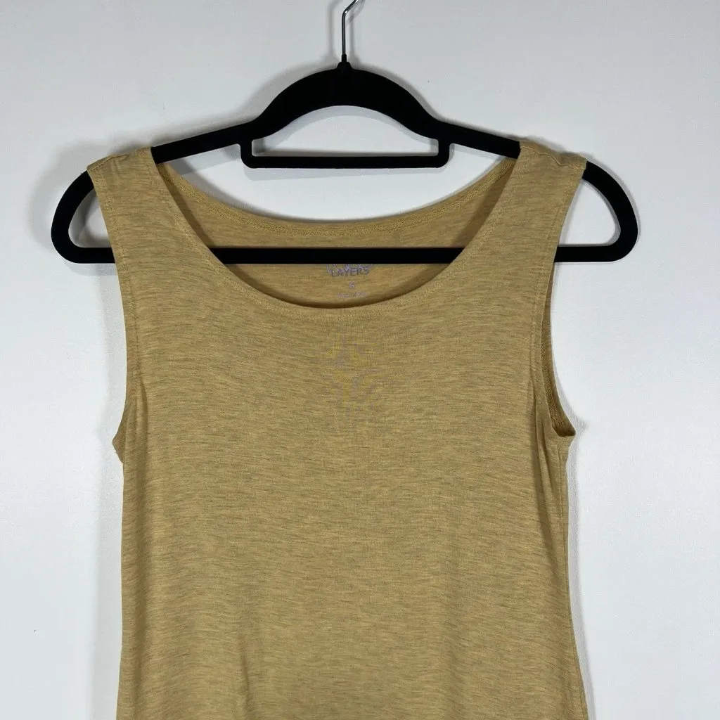 LOGO LAYERS Lori Goldstein Womens Size S Yellow Jersey Knit Sleeveless Ruffle‎ - Image 2