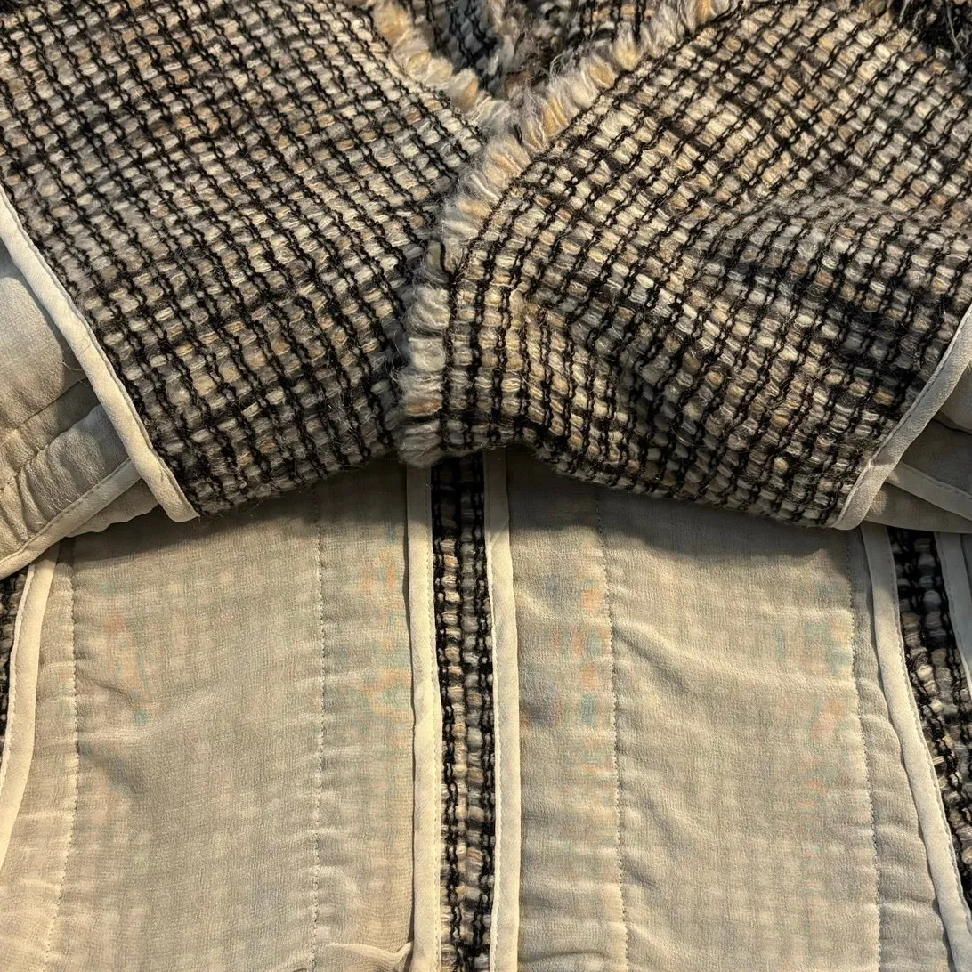 Escada Size 42 US 12 Tweed Blazer Jacket Wool Mohair Fringe Black - Image 5