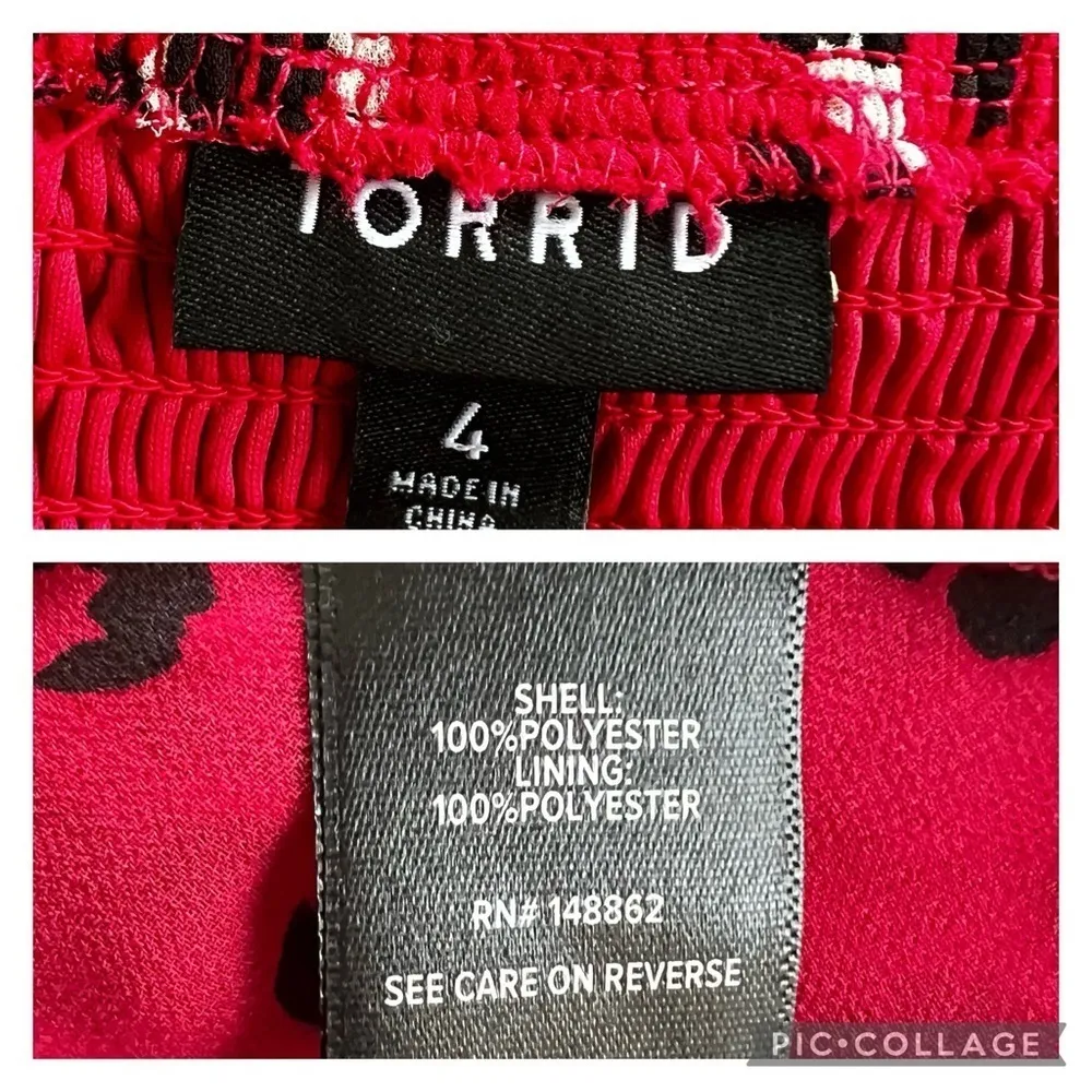 Torrid Top Tank Red Peplum Smocked Chiffon Leopard Print V-Neck Cami 4X Party - Image 16