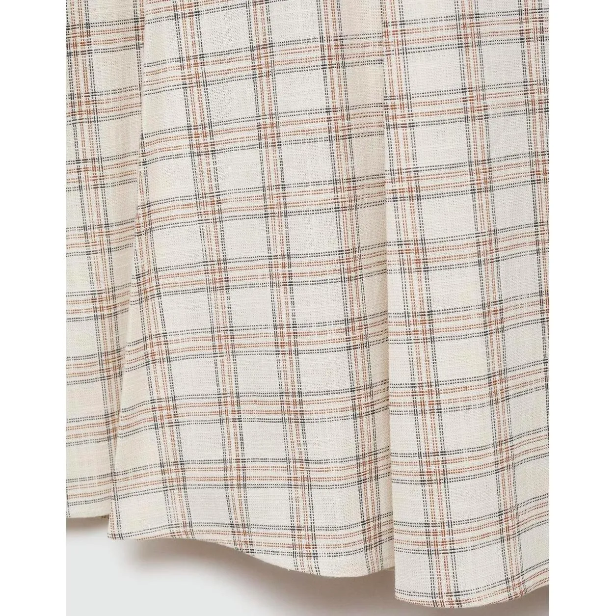 Mango Gingham Check Flared Skirt Ecru Beige Tan NWT Small - Image 5