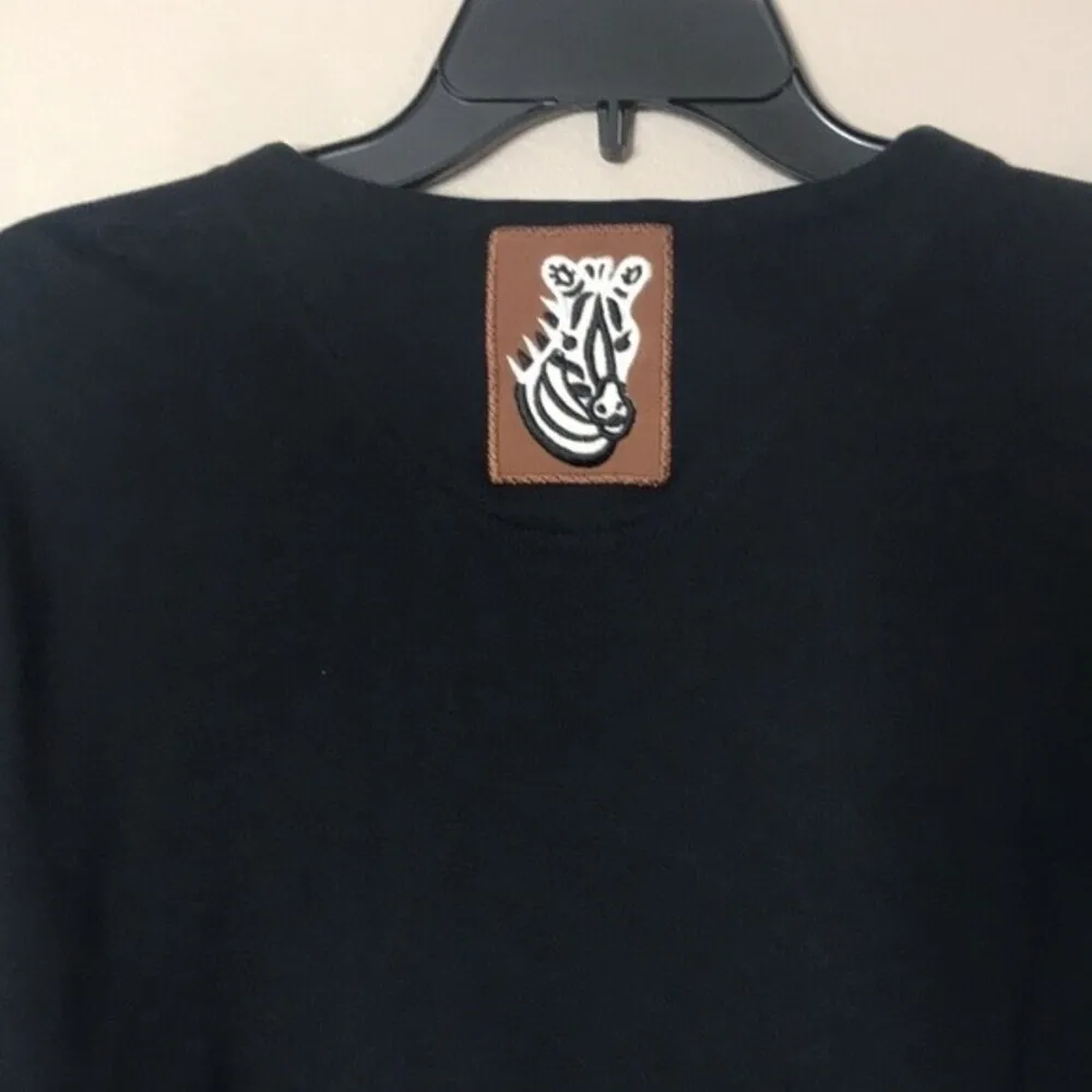 Bechamel black button up cardigan with safari animals patches petite small Size undefined - Image 10