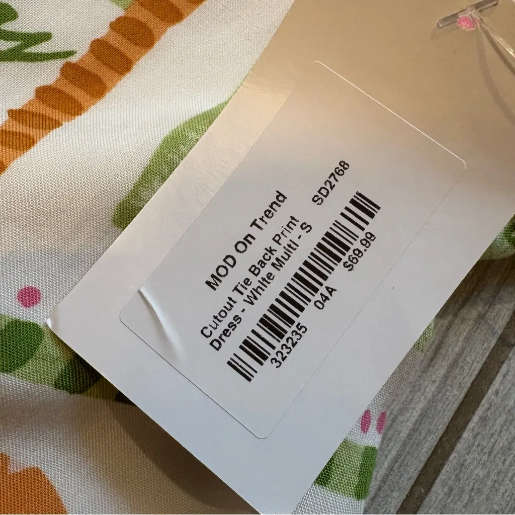 NWT, Mod On Trend Secret Symphony Cutout Tie Back Print Dress!, Sz S - Image 16