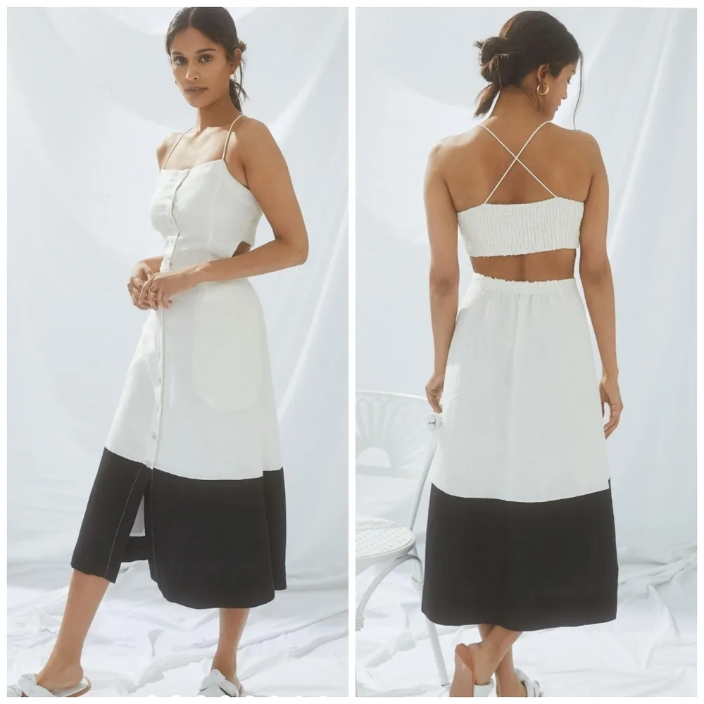 Anthropologie Maeve Colorblocked Contrast Midi Dress - Image 4