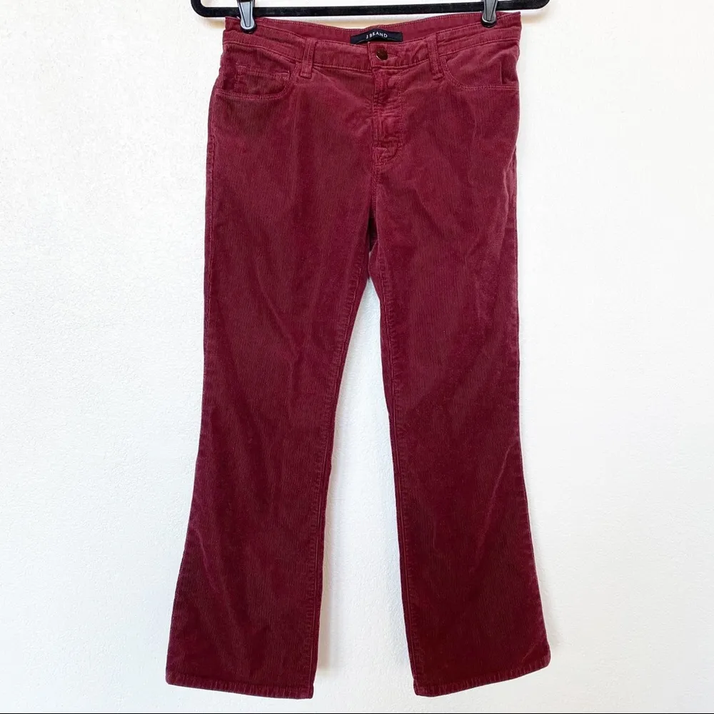 J Brand Oxblood Corduroy Selena Bootcut Cropped Pants Size 27 - Image 2