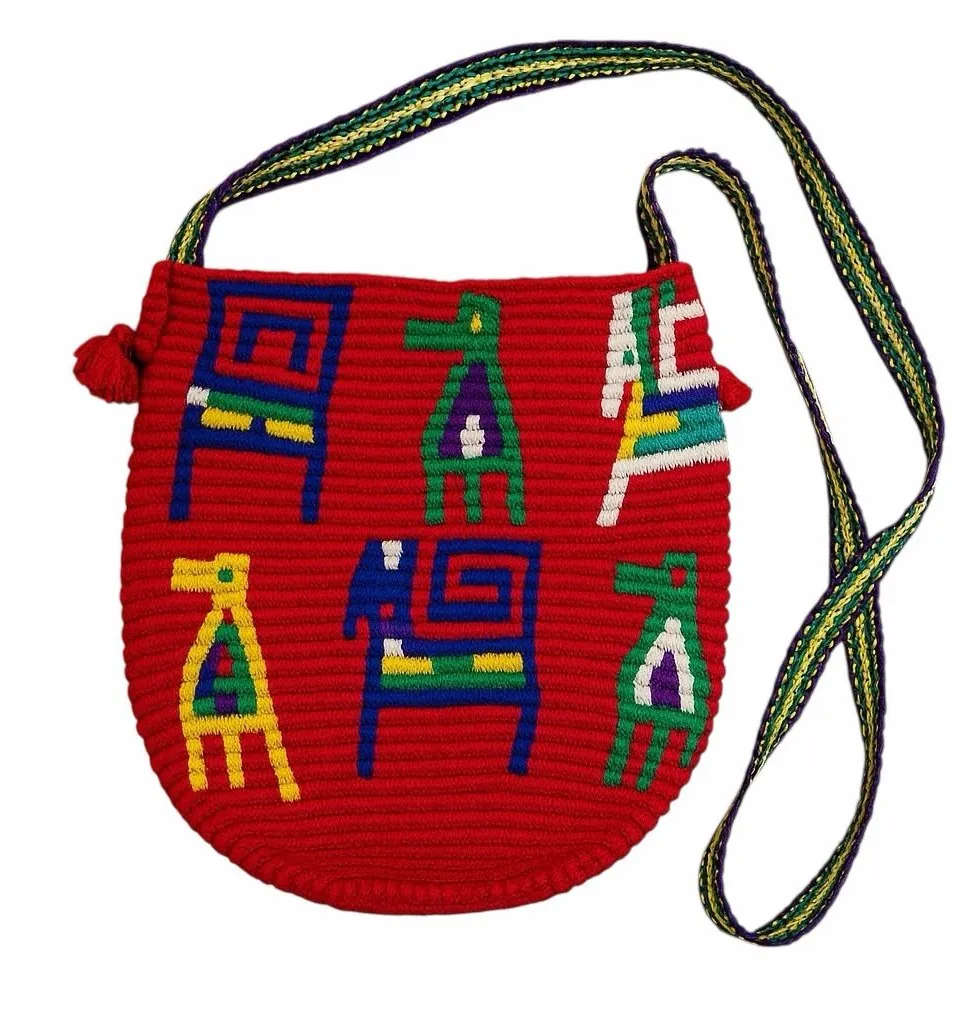 Handwoven Red Tribal Animal Pattern Shoulder Bag – Boho Ethnic Crossbody - Image 1