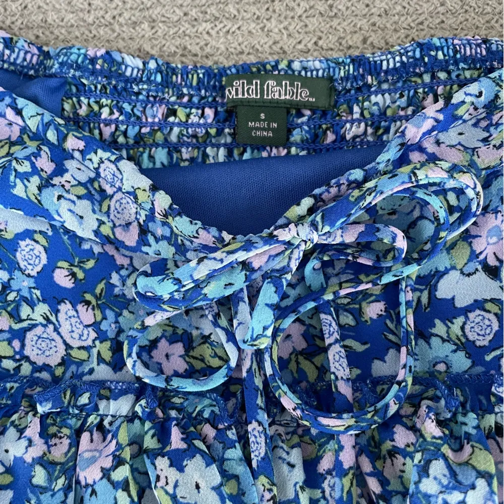 Wild Fable Blue Floral Flounce Ruffled Elastic Waist Mini Skirt Size Small - Image 3