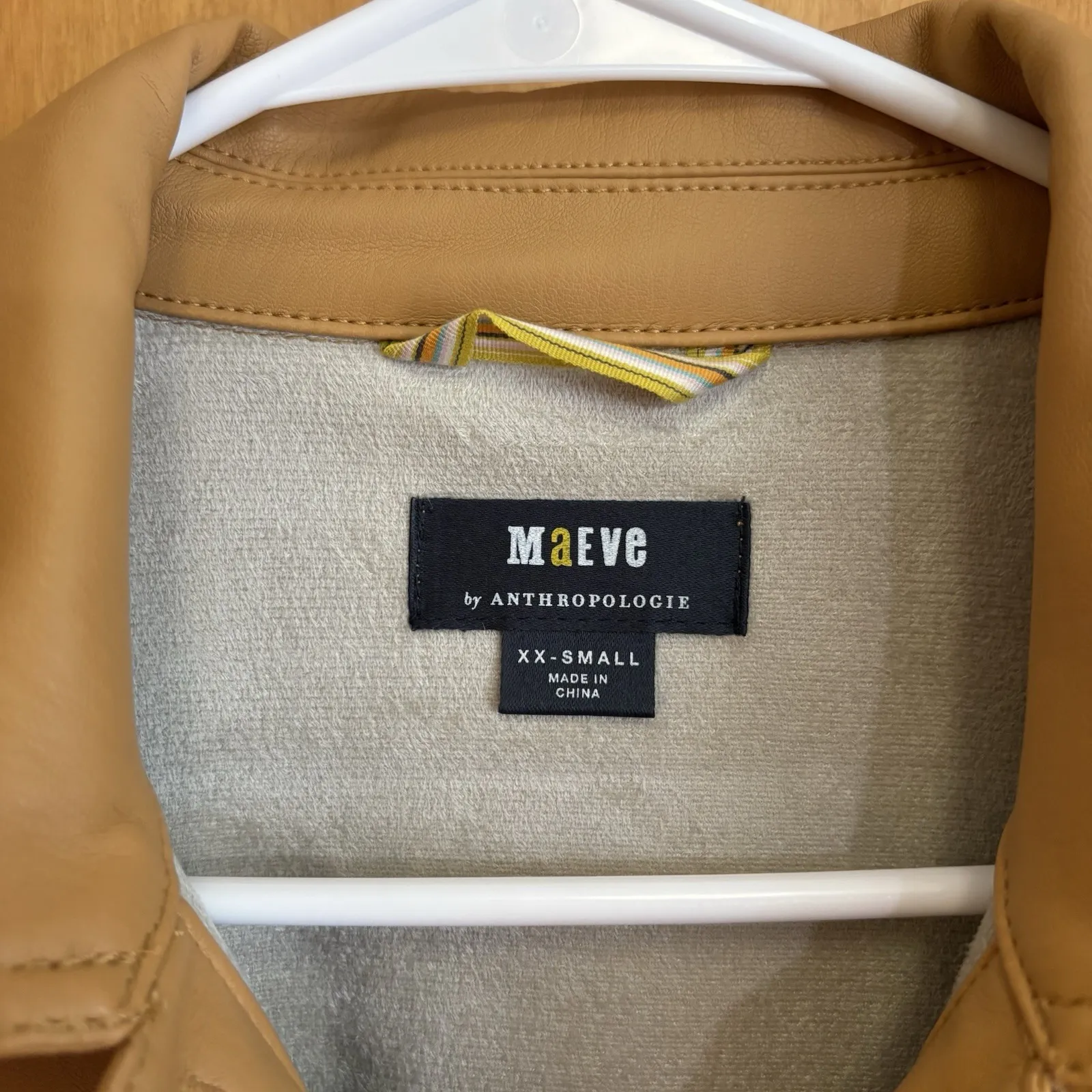 Maeve Tan Camel Tone Faux Leather Oversized Jacket Size XXS - Image 5