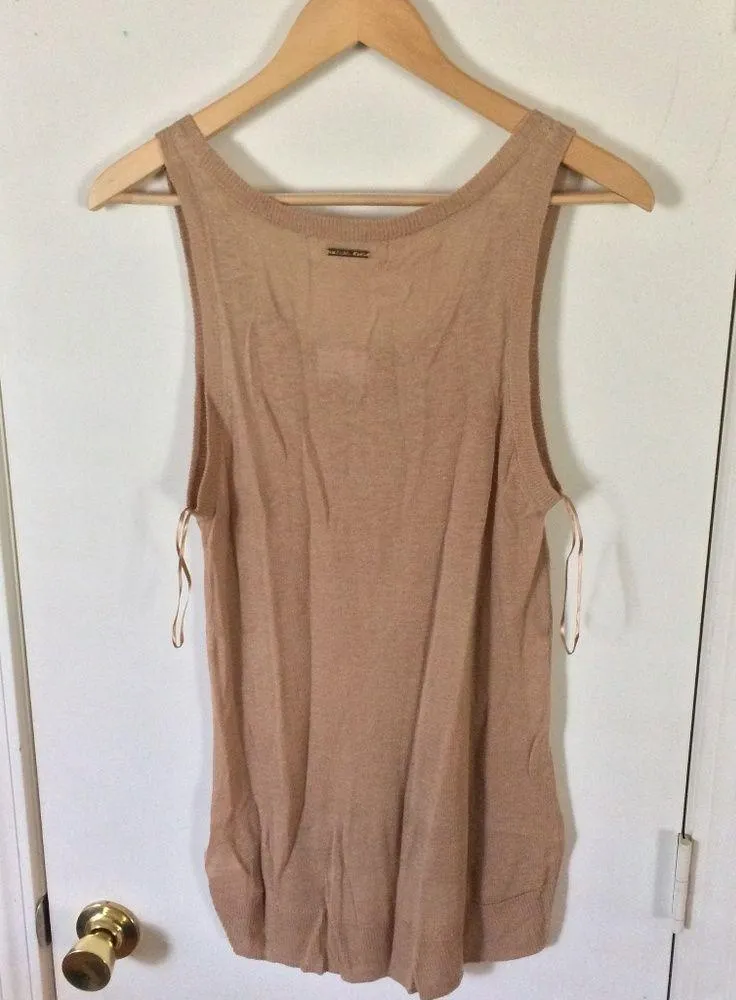 NEW Michael Kors women's XS thin ramie & viscose tank top NWD minor fabric pulls - Image 3