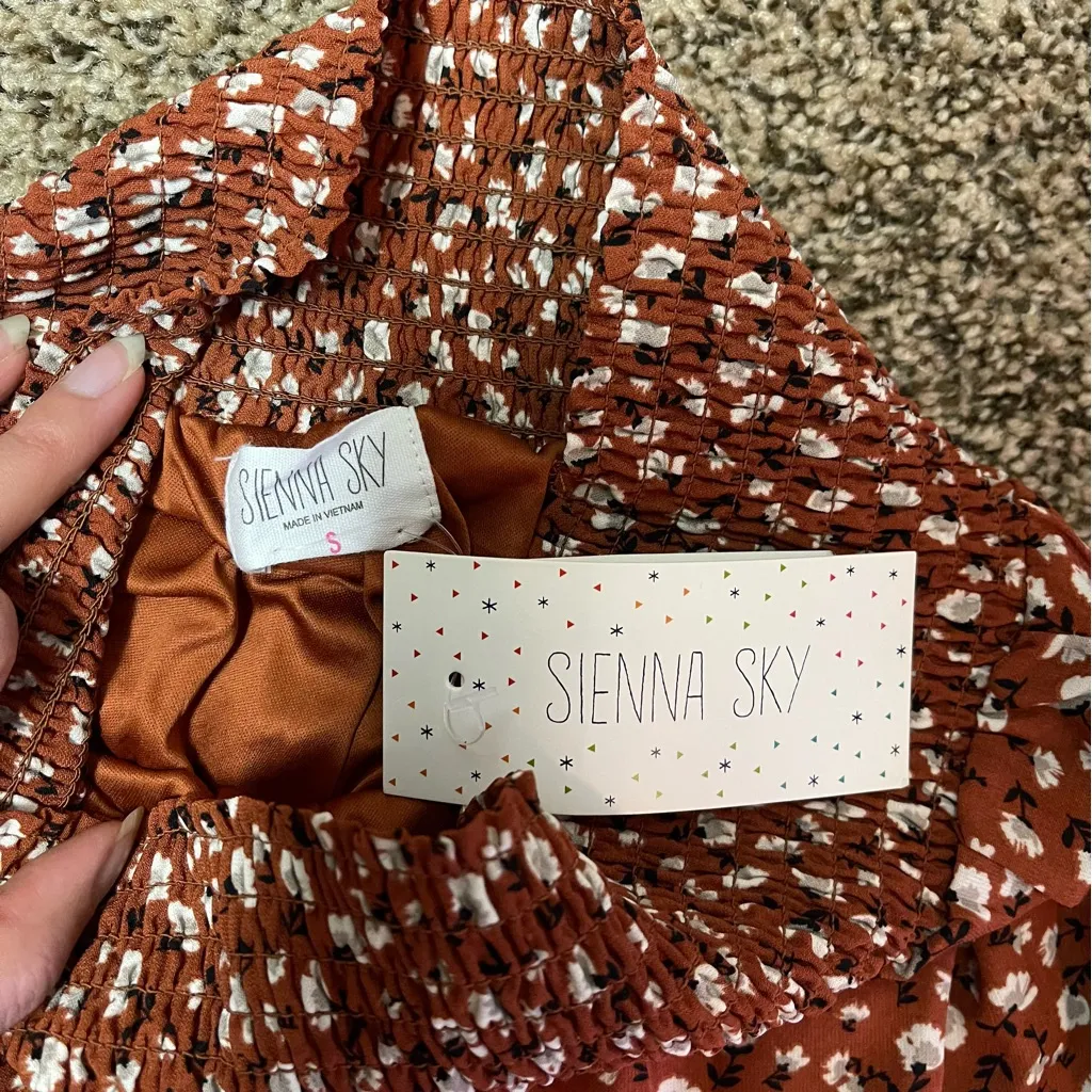 Sienna Sky Floral Wide Leg Pants With Smocked Waist Size S - Image 3