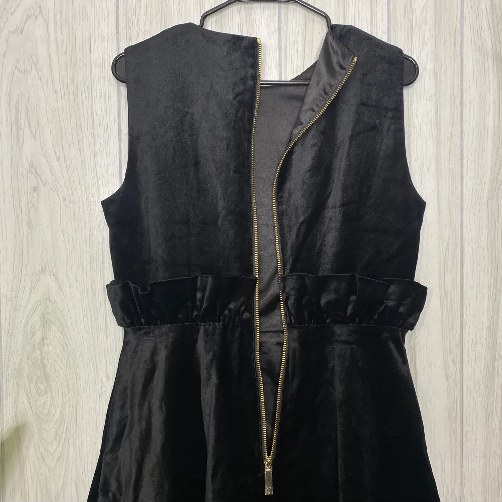 Ted Baker Celeena Embellished Queen Bee Velvet Skater Dress Ruffle size 3 (US 8) - Image 8