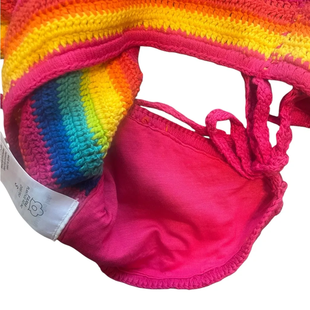 NWT FARM Rio Rainbow Crochet Bikini Top - Image 9