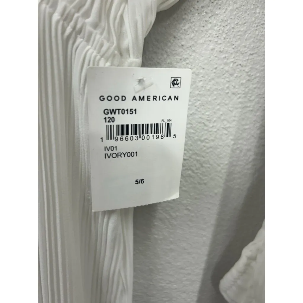Good American Plisse Pleated Button Front Blouse Top Sz 5/6 US 2XL/3XL NWT $119 - Image 5