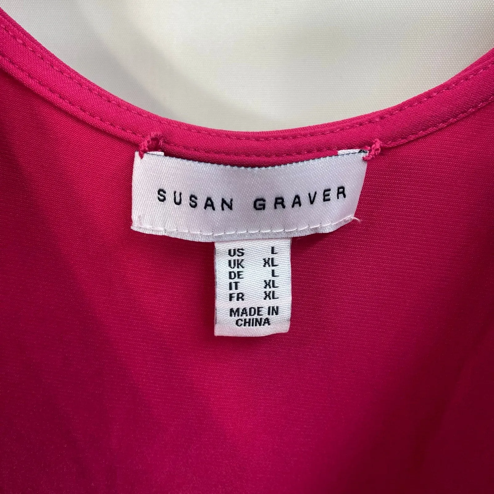vintage Susan Graver women's pink colorblock layered lined stretch blouse tank L - Image 3