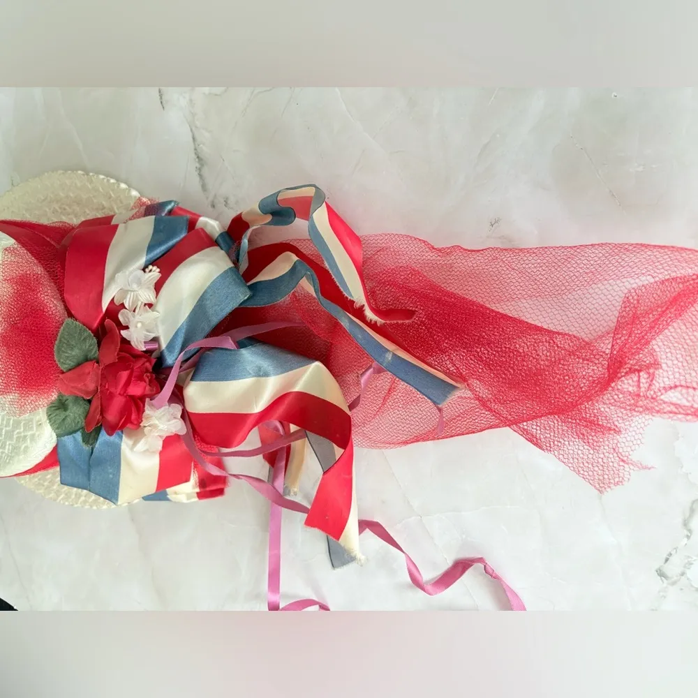 Vintage 4th of July Election Foam Ribbon Hat J Hats Scranton Made in USA Red - Image 2