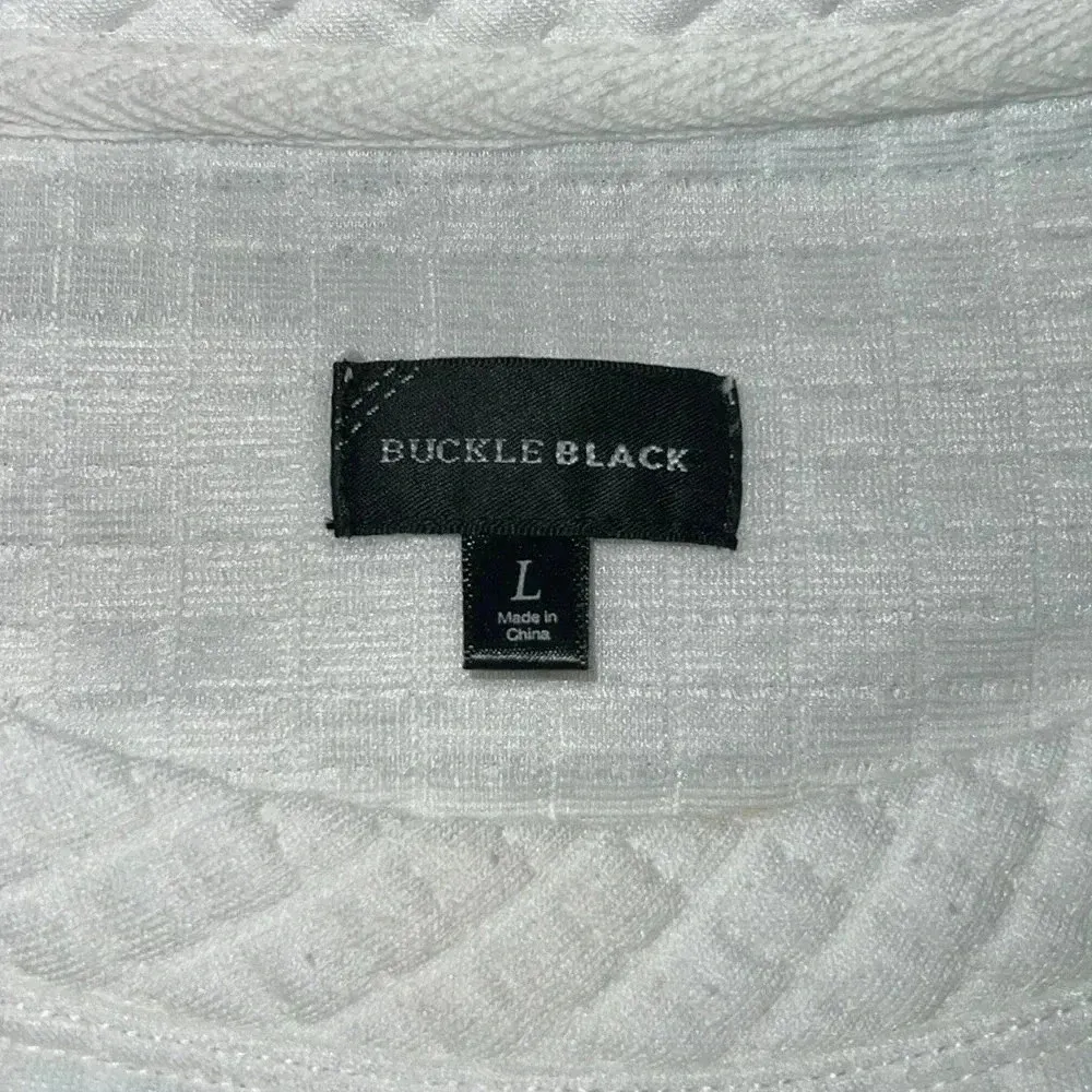 Buckle Black Womens White Waffle Grid Sweatshirt G11 Size L - Image 3