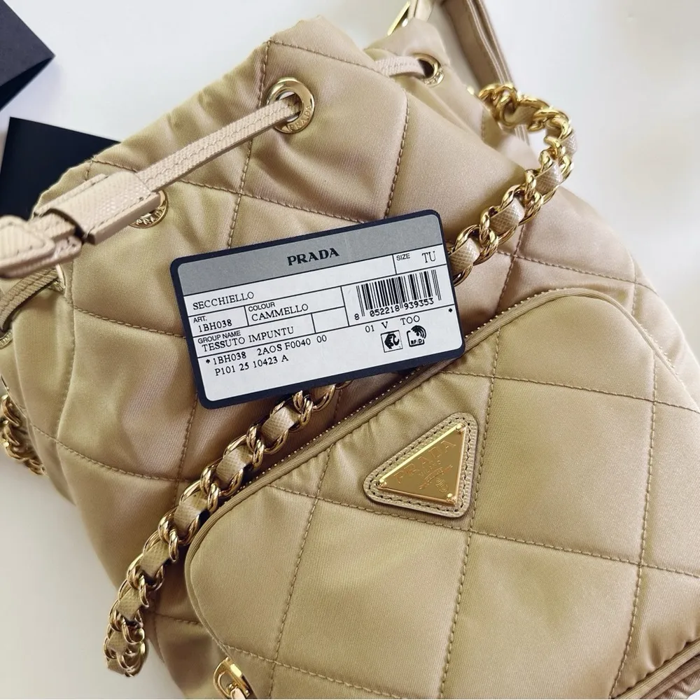 NEW Prada Re-Edition 1995 Chaîne Re-Nylon Shoulder Bag Desert Beige Quilted RARE - Image 13